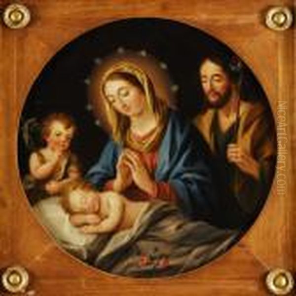 Sagrada Familia Con El Nino Dormido Y San Juanito Oil Painting by Antonio Carnicero Y Mancio