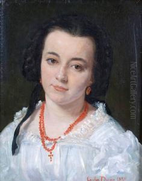 Portrait De Jeune Femme Au Collier De Corail Oil Painting by Carolus Duran Charles Emile