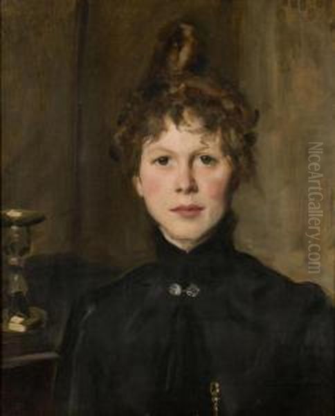 Portrait Of A Young Woman Oil Painting by Carolus Duran Charles Emile