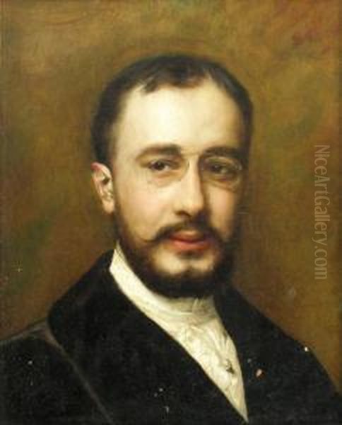 Portrait Of Henri De Toulouse-lautrec, Head And Shoulders In A Black Coat Oil Painting by Carolus Duran Charles Emile