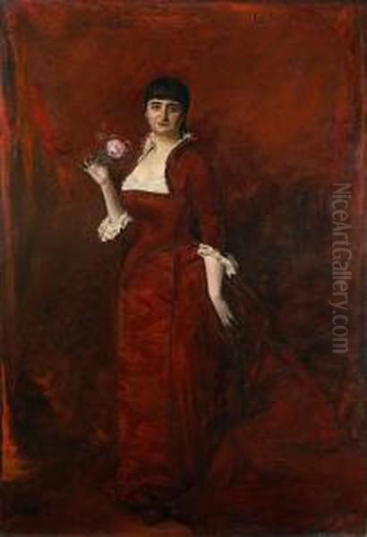 Portrait De La Comtesse De Saint-cyr, Paris, 1882. Oil Painting by Carolus Duran Charles Emile