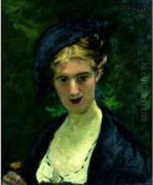 Femme Au Chapeau Oil Painting by Carolus Duran Charles Emile