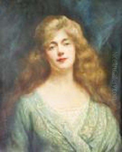 Half Length Portrait Of A Young Lady In A Green Dress Oil Painting by Carolus Duran Charles Emile