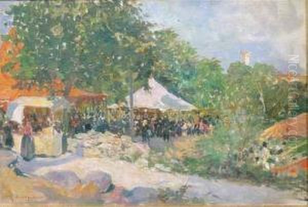 Veduta Di Festa In Paese Oil Painting by Giovanni Battista Carpanetto