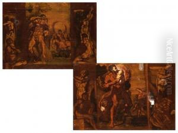 Gemaldepaar 
Panflotenspielender Hirte Oil Painting by Giulio Carpione