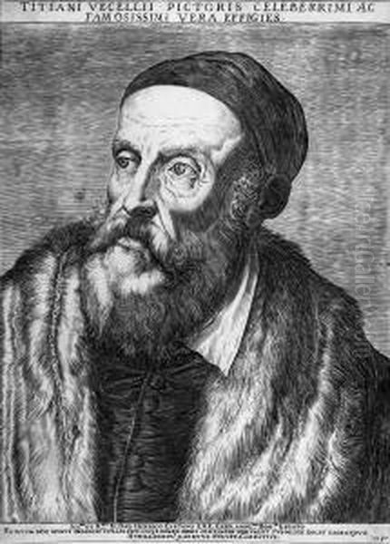 Bildnis Tizians Oil Painting by Agostino Carracci