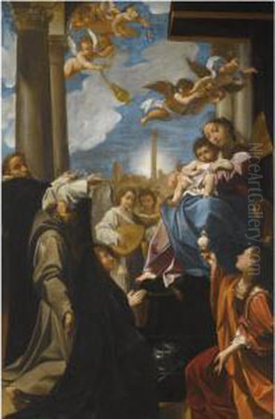 The Madonna And Child Enthroned 
With Angels, Saint Dominic, Saint Francis, The Magdalene, And A Female 
Donor: The 