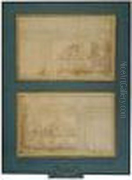 Two Drawings After Pellegrino 
Tibaldi's Ceiling Fresco In The Sala Di Ulisse, Palazzo Poggi, Bologna Oil Painting by Lodovico Carracci