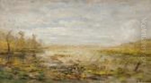 Marais Dans Les Dombes Oil Painting by Louis Hilaire Carrand