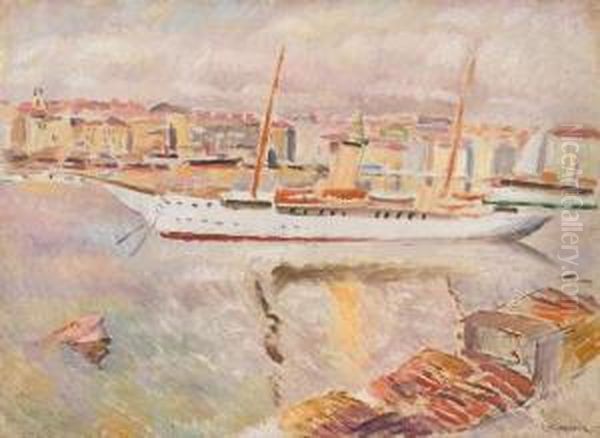 Le Port De Marseille. 1929. Oil Painting by Augustin Carrera