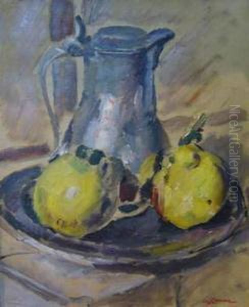 Pichet Et Coings. Oil Painting by Augustin Carrera