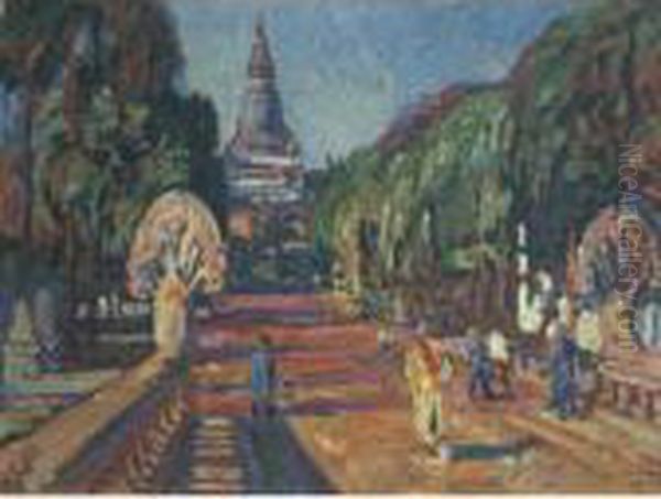 To The Temple Oil Painting by Augustin Carrera