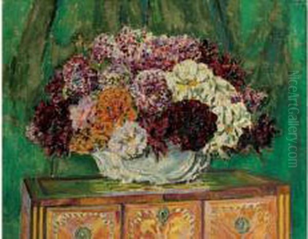 Bouquet De Fleurs Oil Painting by Augustin Carrera