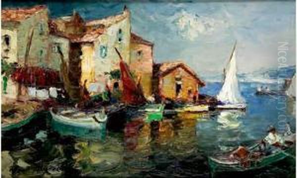 Profil D'homme Au Beret Rouge Oil Painting by Augustin Carrera