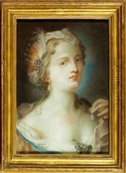Ritratto Di Dama Con Corona E Perla Oil Painting by Rosalba Carriera