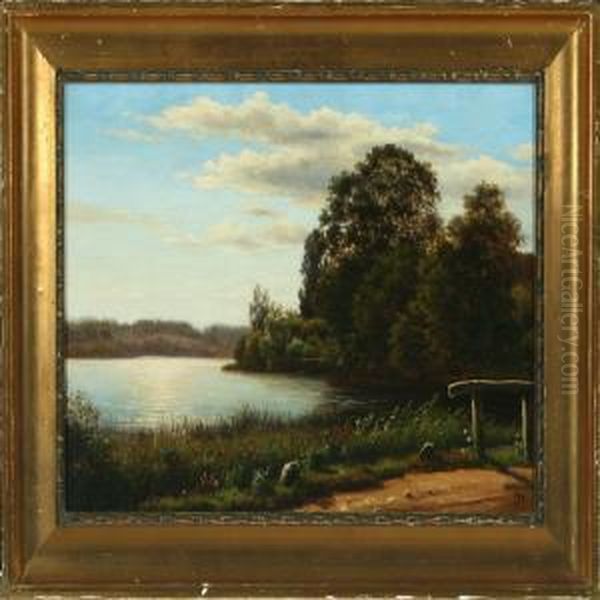 Landscape With Alake Oil Painting by Carsten Henrichsen
