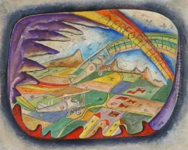 Aereo Pittura Futurista Oil Painting by Decio Cartesio