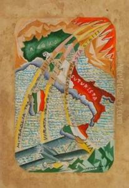 Regno D'italia Futurista Oil Painting by Decio Cartesio