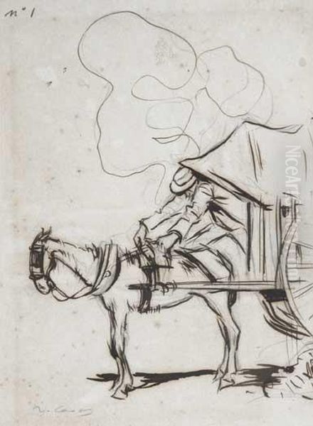 Elcarro De Rusinyol Oil Painting by Ramon Casas