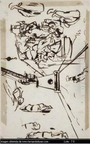 Dibujo A Tinta Sobre Papel Firmado Oil Painting by Ramon Casas