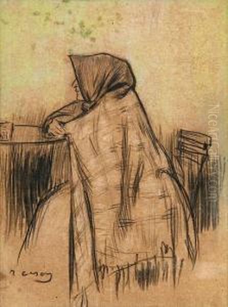 Joven Con Mantilla Oil Painting by Ramon Casas