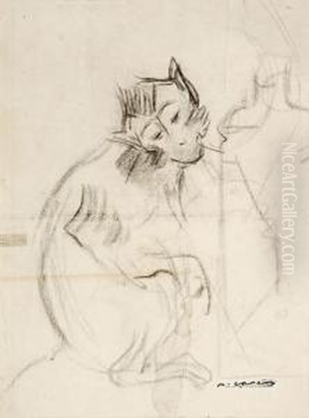 Un Mono Oil Painting by Ramon Casas