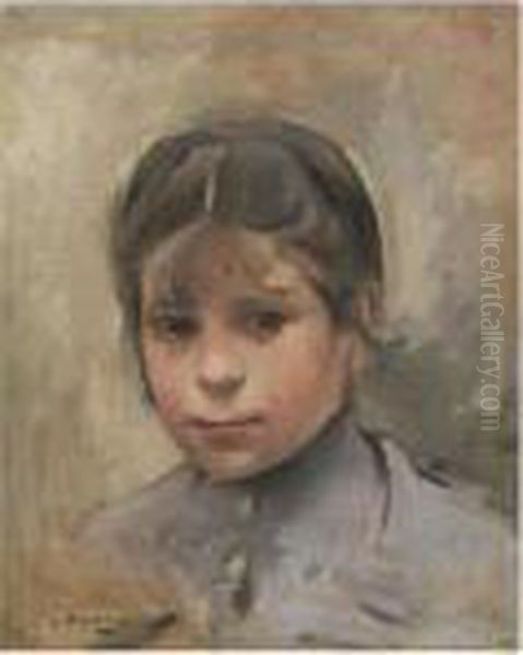 Nina (portrait Of A Girl) Oil Painting by Ramon Casas