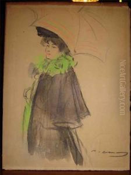 Ramon Casas, Carbo. Dibujo A 
Lapiz Carbon Y Acuarela. Med.: 32 X 25 Cm. Sello Pel Y Ploma Firmado Oil Painting by Ramon Casas