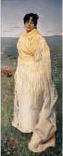 Retrato De Elisa Casas (portrait Of Elisa Casas) Oil Painting by Ramon Casas