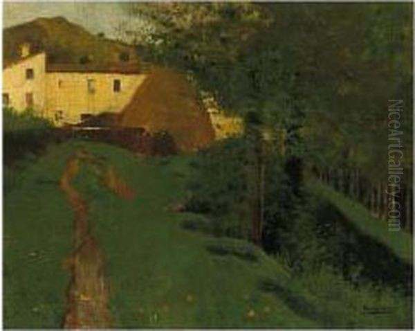 Granja Con Almiar, Benet De Bages (farmyard With Haystack, Benet De Bages) Oil Painting by Ramon Casas