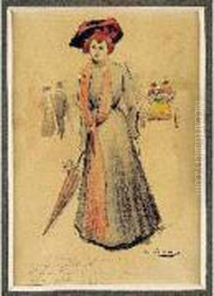 Elegante Oil Painting by Ramon Casas