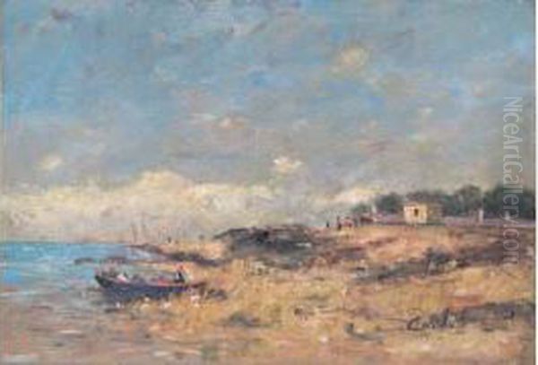 Silhouette Sur La Plage En Normandie Oil Painting by Alfred Casile