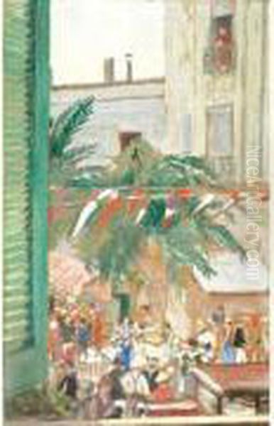 Fete A Alger . Oil Painting by Leon Cauvy