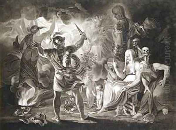 Macbeth, the Three Witches and Hecate in Act IV, Scene I of 'Macbeth' by William Shakespeare Oil Painting by John Boydell