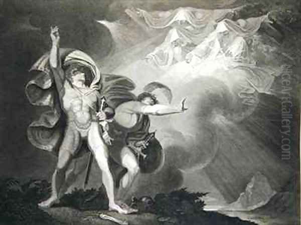 Macbeth, Banquo and the Three Witches on the Heath in Act I, Scene III of 'Macbeth' by William Shakespeare Oil Painting by John Boydell