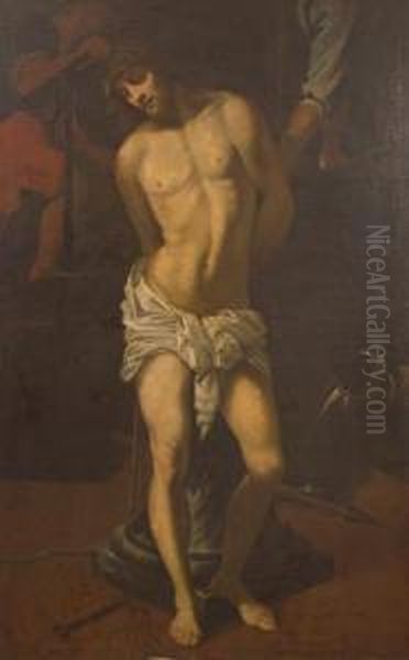 Cristo Alla Colonna Oil Painting by Giacomo Cavedone