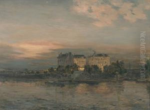 Castle By Night Oil Painting by Jean-Charles Cazin