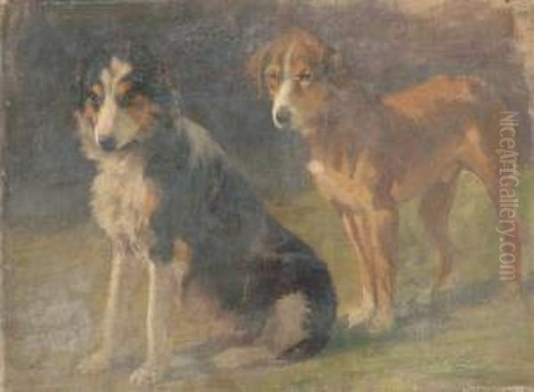 Coppia Di Cani Oil Painting by Eugenio Cecconi