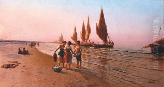 Ritorno Dalla Pesca Oil Painting by Pasquale Celommi