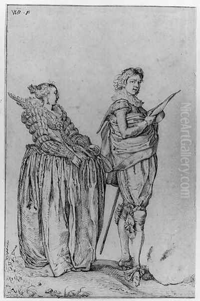 An elegant Couple Oil Painting by Willem Buytewech