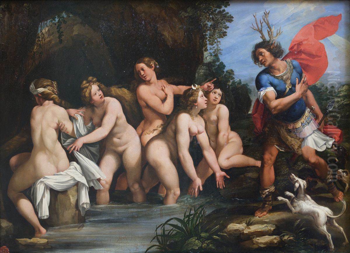 Diana And Actaeon Oil Painting by Giuseppe Cesari