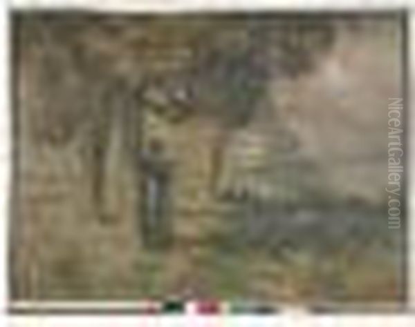 Jeune Femme Pensive Au Bord De La Riviere Oil Painting by Maurice Chabas