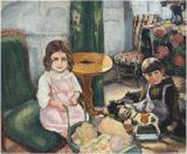 Challie, -, Jeux D'enfants, 
Signed; Signed Twice On The Stretcher, Oil On Canvas, 54 By 64.2 Cm., 21
 1/4 By 25 1/4 In Oil Painting by Jean Laurent Challie