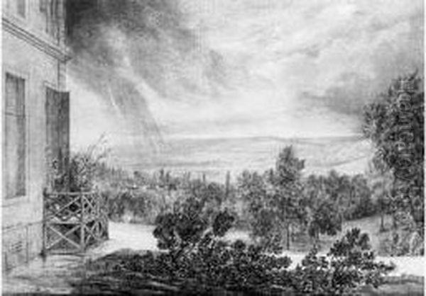 Vue D'une Partie Du Parc Du Chateau De Beauregard Situe Dans Les
 Environs De Oil Painting by Jean-Jacques Champin