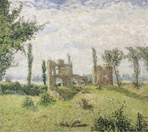 Burgruine Am Niederrhein (lulsdorf) Oil Painting by Theo Champion