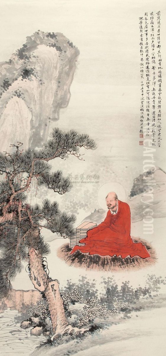 Dharma With Red Cloth Oil Painting by Feng Chaoran