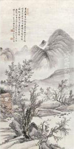 Bamboo Grove Recluse Oil Painting by Feng Chaoran