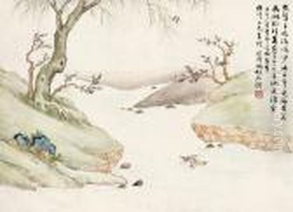 Mandarin Ducks Oil Painting by Feng Chaoran