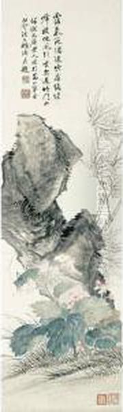 Flowers And Insects Oil Painting by Feng Chaoran