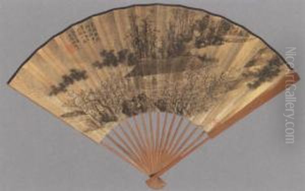 Gazing At Plum Blossoms Oil Painting by Feng Chaoran